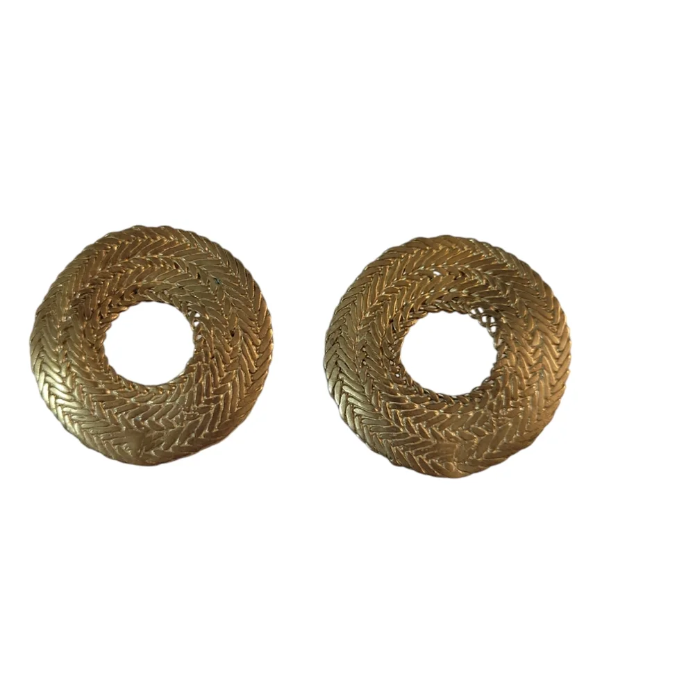 Vintage Goldtone Chain Circle Earrings